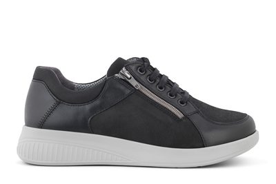salg af NEW FEET SORT SKO I GLAT SKIND M/ ORTHOSTRECH
