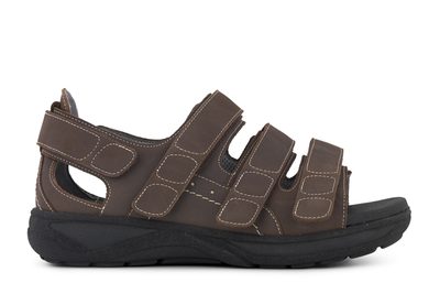 salg af NEW FEET SANDAL I BRUN OLIERET SKIND MED HÆLKAPPE