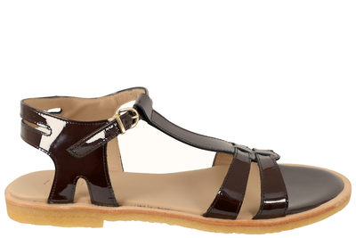 salg af ANGULUS SANDAL I MØRKEBRUNT POLIDO MED LAK LOOK