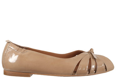salg af BILLI BI BALLERINA I BEIGE SKIND MED LAK LOOK