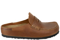 salg af BIRKENSTOCK NAPLES WRAPPED SLENTERS I COGNACFARVET OLIERET SKIND