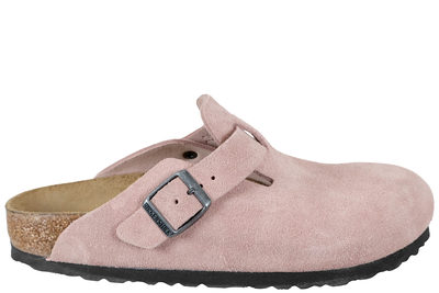 salg af BIRKENSTOCK - BOSTON BS PINK CLAY SLENTERS I LYSERØDT RUSKIND