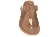 BIRKENSTOCK GIZEH BRUN SLIPPERS I OLIERET SKIND