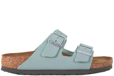 salg af BIRKENSTOCK FADED AQUA BLÅ SLENTERS I NUBUCK