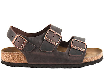 salg af BIRKENSTOCK MILANO BS SANDAL I BRUNT OLIERET SKIND