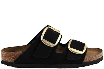 salg af BIRKENSTOCK ARIZONA BIG BUCKLE SLENTERS I SORT NUBUCK