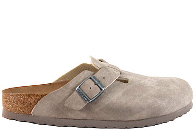 salg af BIRKENSTOCK BOSTON DESERT DUST GREY TAUPE VEGAN SLENTERS