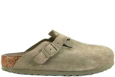 salg af BIRKENSTOCK BOSTON SLENTERS I OLIVENGRØNT RUSKIND