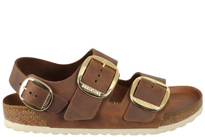 salg af BIRKENSTOCK MILANO BIG BUCKLE COGNAC SANDAL I OLIERET SKIND