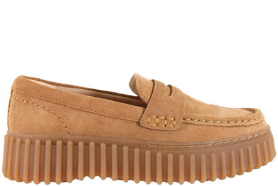 salg af CLARKS TORHILL PENNY LIGHT TAN SUEDE LOAFERS