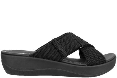 salg af CLARKS ARLA WAVE SLENTERS I SORT TEKSTIL