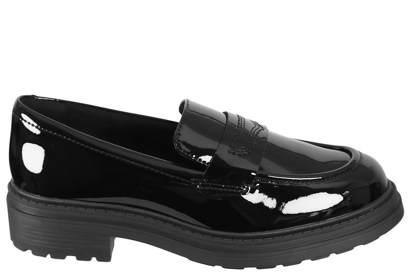 salg af CLARKS ORINOCO 3 EDGE BLACK PATENT LOAFERS