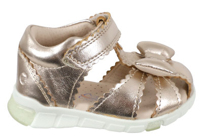 salg af ECCO MINI STRIDE FISHERMAN BOW NATURE FOILED METALLIC SANDAL