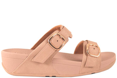 salg af FITFLOP LULU SHIMMER ADJUSTABLE SLIDES ROSA SLENTERS