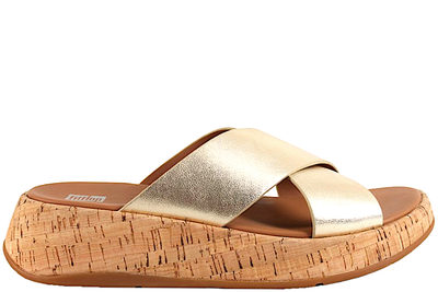 salg af FITFLOP FLATFORM CROSS SLIDES GOLD SLENTERS