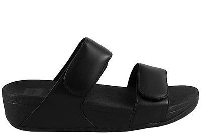 salg af FITFLOP LULU ADJUSTABLE SLENTERS I SORT GLAT SKIND