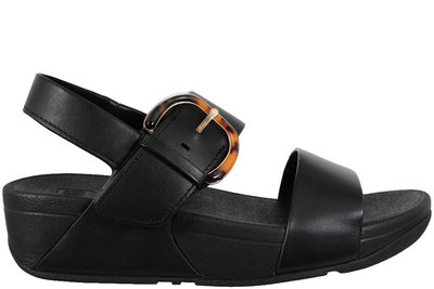 salg af FITFLOP LULU RESIN-BUCKLE LEATHER BACK-STRAP SANDALS BLACK