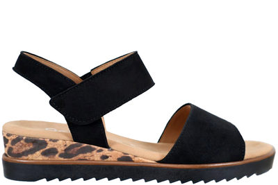 salg af GABOR LEOPARD SANDAL I SORT RUSKIND