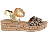 salg af GABOR SANDAL MED PLATEAU I GULD SKIND OG LEOPARDPRINT