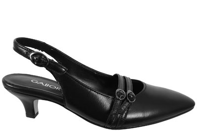 salg af GABOR LUX NAPPA SLINGBACK PUMPS I SORT GLAT SKIND