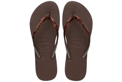 salg af HAVAIANAS SLIM GLITTER DARK BROWN KLIPKLAPPER