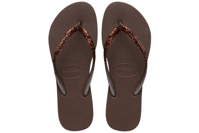 salg af HAVAIANAS SLIM GLITTER DARK BROWN KLIPKLAPPER