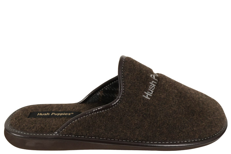 salg af HUSH PUPPIES HJEMMESKO I MØRKEBRUNT FILT