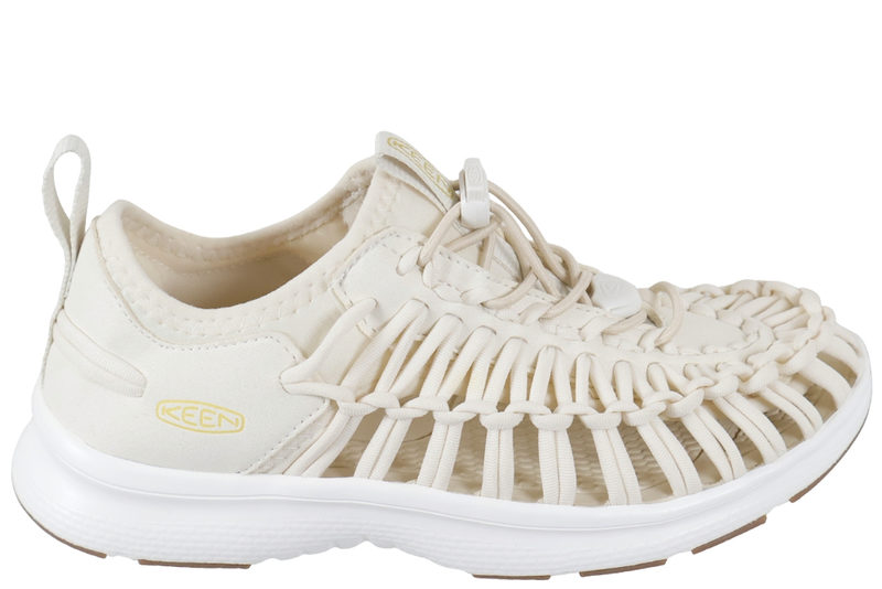 salg af KEEN UNEEK 03 W WHITE TRAVESANDAL I CREMEHVIDT FLETTET ELASTIK