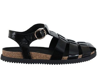 salg af NATURE MALENE SANDAL I SORT LAKSKIND MED LUKKET SNUDE