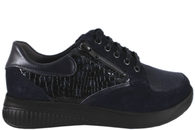 salg af NEW FEET NAVY BLÅ NUBUCK STRETCH SKINDSKO