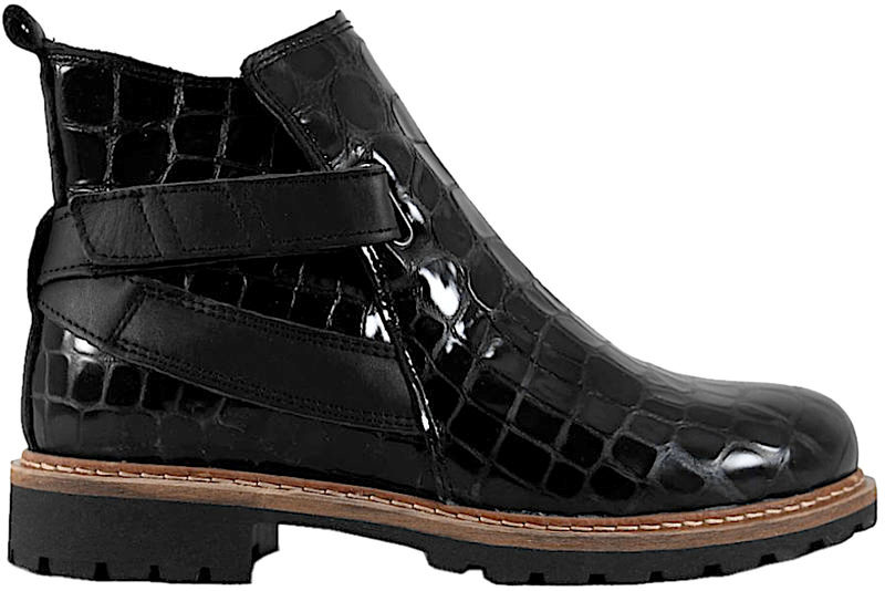 salg af NEW FEET STØVLE I SORT KROKOPRÆGET POLIDO