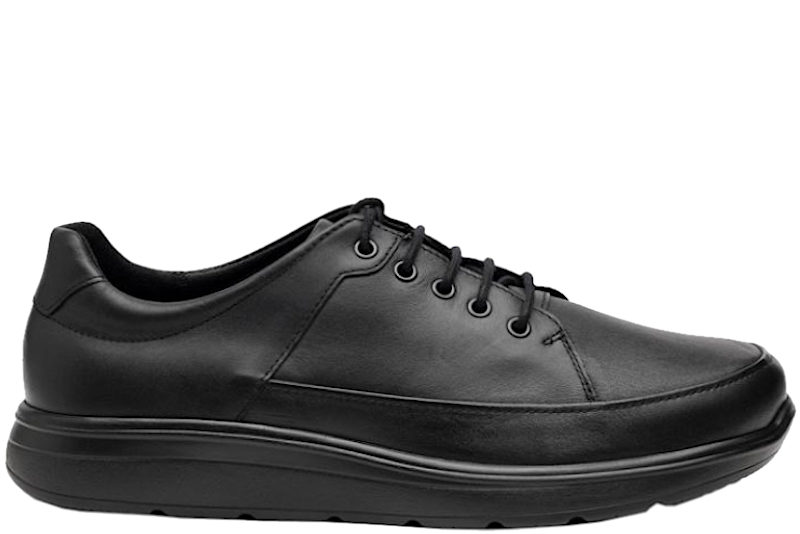 salg af NEW FEET SORT GLATSKINDS SKO MED ORTHESTRETCH