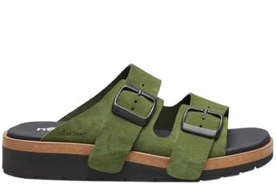 salg af NEW FEET SLENTERS I GRØN RUSKIND