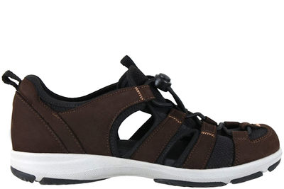 salg af NEW FEET TRAVE SANDAL I BRUNT NUBUCK MED LUKKET TÅ