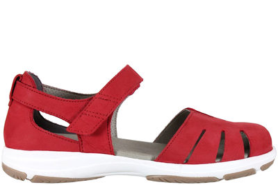 salg af NEW FEET SANDAL I RØDT NUBUCK MED LUKKET TÅ