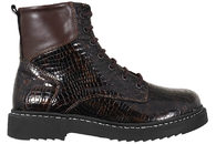 salg af NEW FEET STØVLE I BRUNT SKIND MED KROKO-LOOK