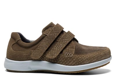 salg af NEW FEET SKO I BRUN RUSKIND MED TO VELCRO REMME