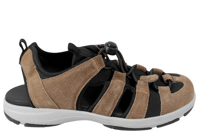 salg af NEW FEET SANDAL I BRUNT RUSKIND MED LUKKET TÅ