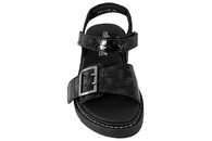 NEW FEET SANDAL I SORT SLANGEPRÆGET SKIND