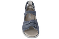 NEW FEET BLÅ SANDAL I PRÆGET SKIND MED HÆLKAPPE