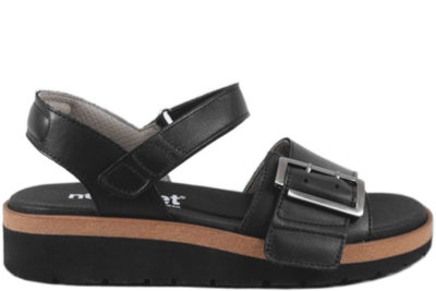 salg af NEW FEET SANDAL UDEN HÆLKAPPE I SORT GLAT SKIND