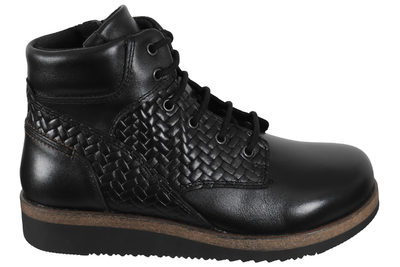 salg af NEW FEET ANKELSTØVLE I SORT GLAT SKIND MED FLET LOOK