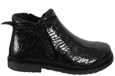 salg af NEW FEET ANKELSTØVLE I SORT SKIND MED POLIDO LOOK
