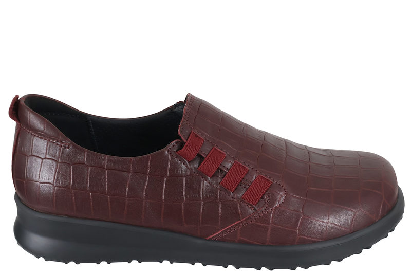 salg af NEW FEET DARK WINE SKO I MØRKERØDT PRÆGET SKIND