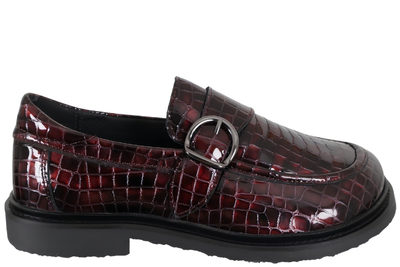 salg af NEW FEET LOAFERS I KROKOPRÆGET BORDEAUX SKIND MED LAK LOOK