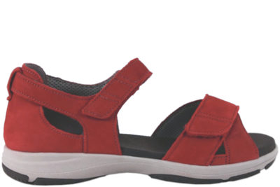 salg af NEW FEET RØD SANDAL I NUBUCK MED HÆLKAPPE