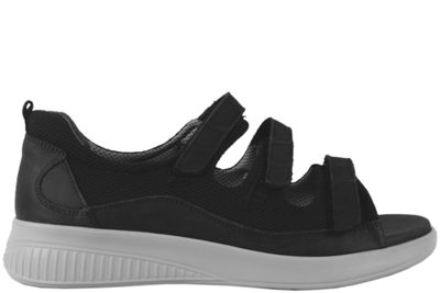 salg af NEW FEET SORT SANDAL I PRÆGET KALVESKIND