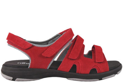 salg af NEW FEET RØD SANDAL I PRÆGET KALVESKIND