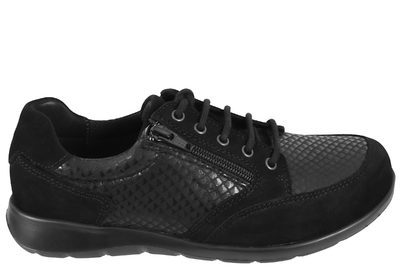 salg af NEW FEET SHINE SKO I SORT TEKSTIL OG RUSKIND