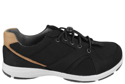 salg af NEW FEET SKO I SORT NUBUCK OG TEKSTIL